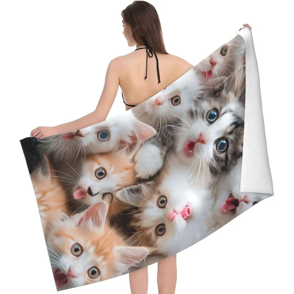 Kitten‎ Collage Microfiber HAND Towel Cute Cat Print Quick Dry Multicolor 14x28